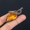 Natural Baltic Amber Gemstone Handmade Copper Wire Wrap Pendant 2.44" u4N72