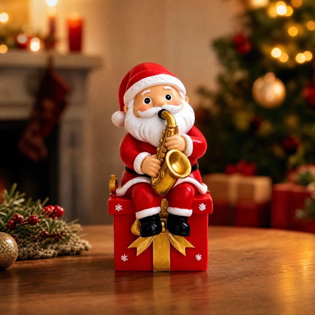 Musical Resin Figurine, Collectible Christmas Home Decor Tabletop Ornament