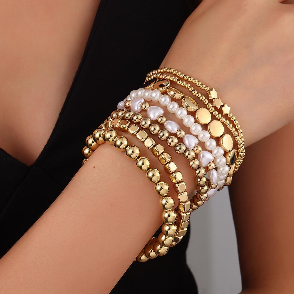 Bohemian Style Womens Multilayer Beaded Bracelet Set With Copper And Faux Pearl Design For Gift Giving