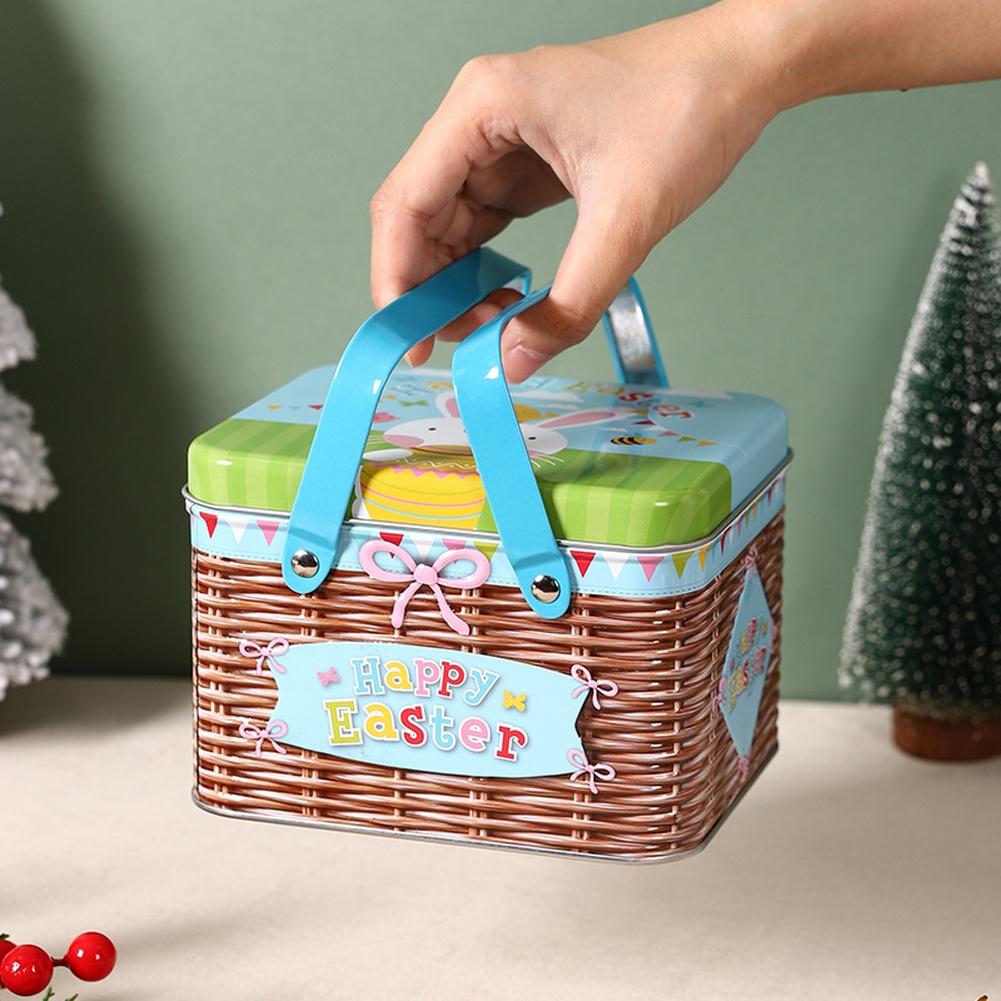 Iron Storage Tin Box with Cartoon Design and Handle for Cookies Candy Biscuits and Snacks with Moisture Resistant Tight Lid