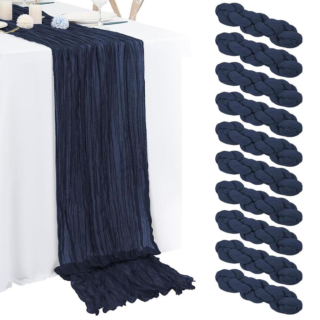 Bali Bohemian Crinkled Gauze Table Runner – Semi-transparent Twist, Festival Wedding Style.