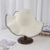 French Big-Brimmed Straw Visor Women'S Summer Sun Protection Sun Hat Seaside Outing Wide-Brimmed Bucket Hat Fashionable And Versatile