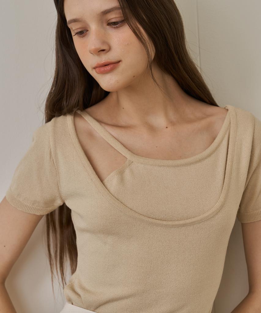 Peullobeu Unbal Neck Knit_Be