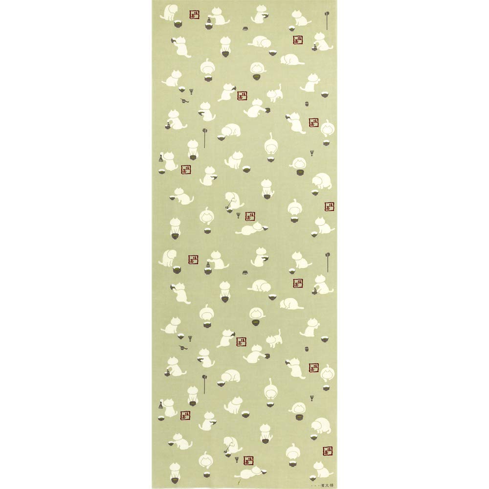 Hamamonyo Tenugui Hand Matcha Cat (Japanese Towel) -