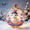 Decorative Hanging Balls Glowing Christmas Story Ornament, Light?Up Mini Holiday Scene Ball with Warm Living Room Ornaments LED Light, Clear Plastic