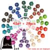 7-28pcs Polyhedral Dice Set with 1-4pcs Black Storage Bag Color Number Polyhedra Dice RPG D&D Role-playing Games Accessories