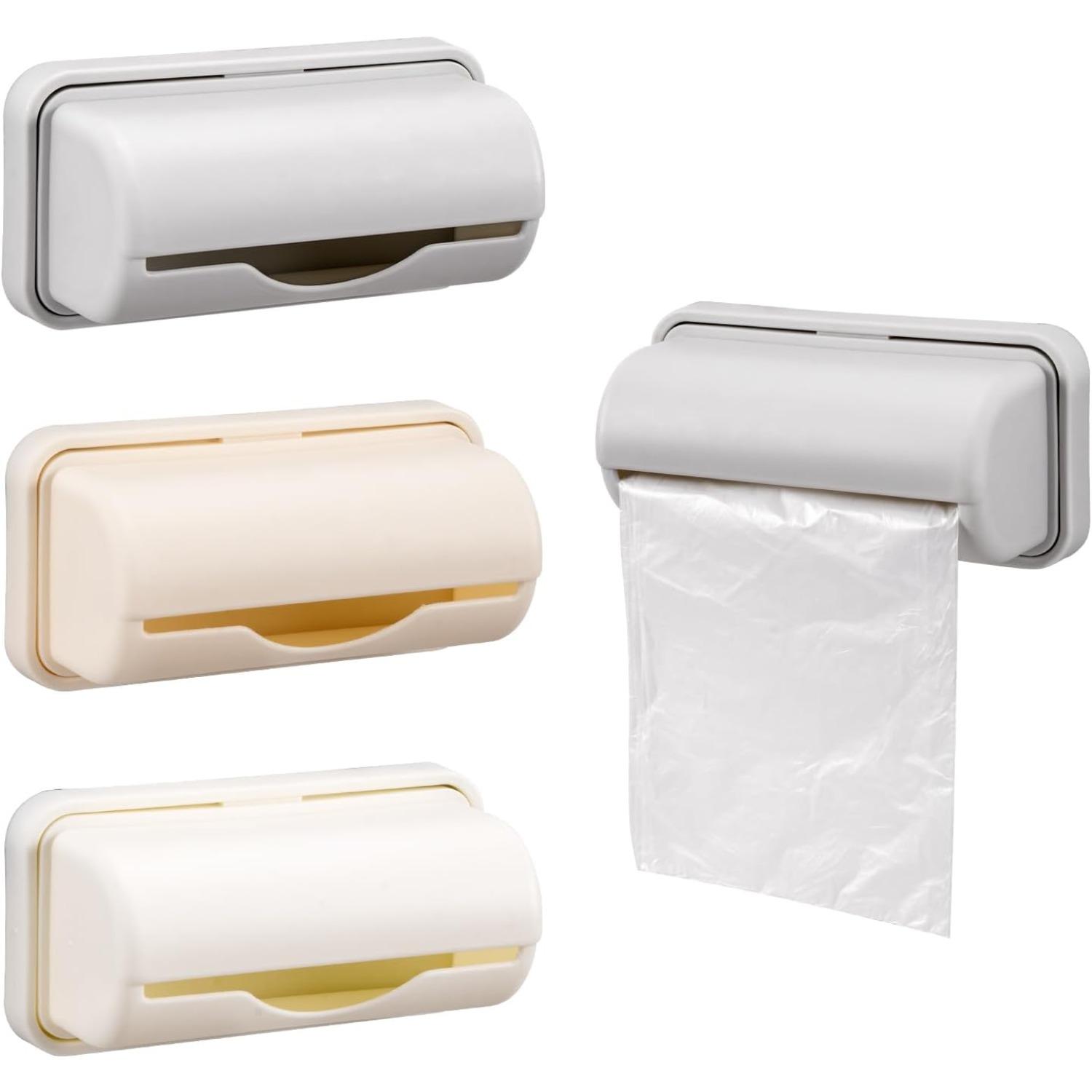 3Pcs Trash Bag Dispenser, Wall Mount Trash Bag Holder, Plastic Grocery Bag Holder Large Opening Design Easy to Take Out for Kitchen Bathroom 3-Pack