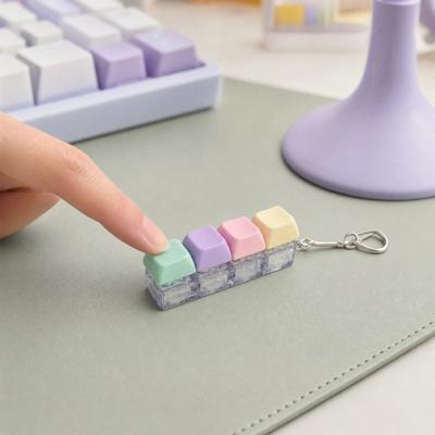 2/3/4/9-Keys Keyboard Fidget Toy, Stress Relief Push Button Finger Clicker Toy, LED Light-up Mechanical Keyboard Fidget Keychain