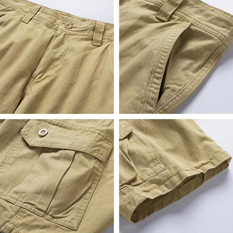 Men Summer Solid Casual Classic Cargo Shorts Men Fashion Cotton Multi-pocket Shorts Men Outwear Breathable Shorts Male