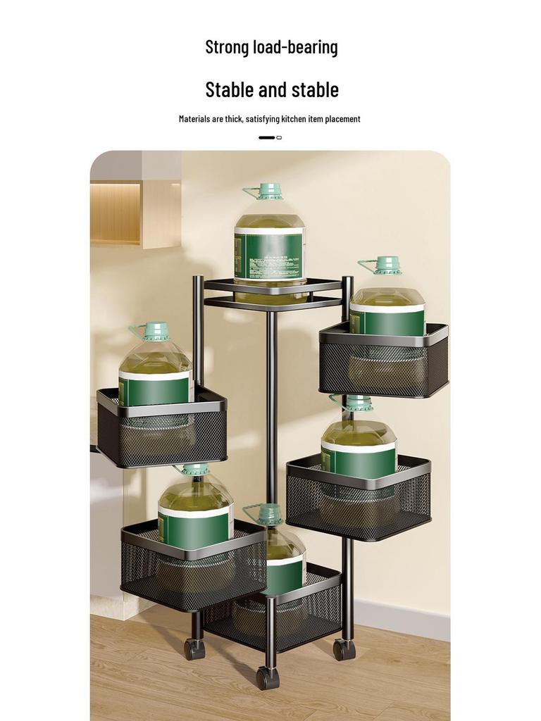 Rotating Multi-Layer Storage Rack for Fruits & Vegetables - No Installation Needed