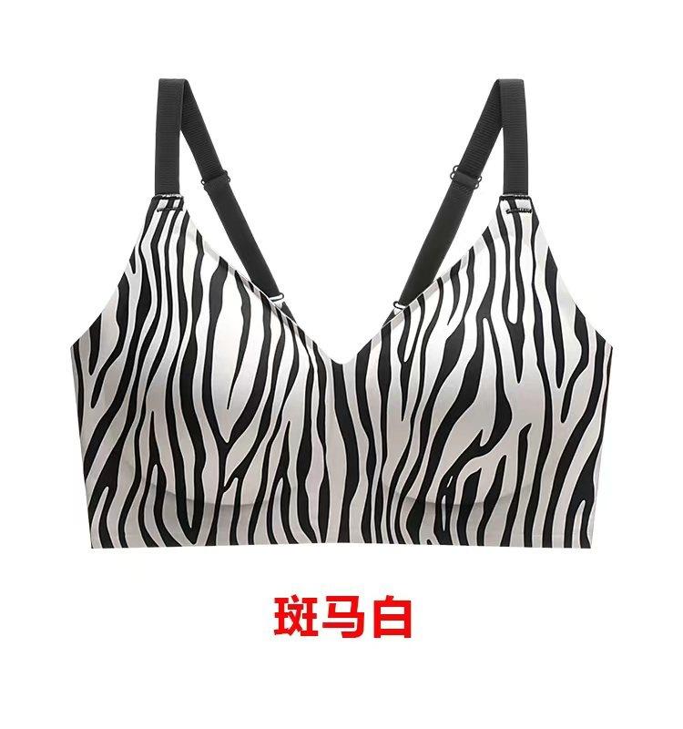 Large Size Leopard Print Seamless Bra, Push-up Lift, Side Breast Support, Jelly Style, Brushed with Adhesive, Comfortable and Sexy Bra