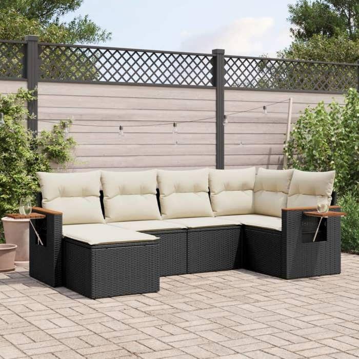 VidaXL Garden Lounge Set with Cushions 6 Pcs, Patio Sofas, Patio Furniture Set, Outdoor Furniture, Black 3227015