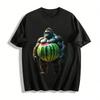 Funny Gorilla Holding Watermelon Graphic Print Short Sleeve T-Shirt Pure Cotton T-shirt