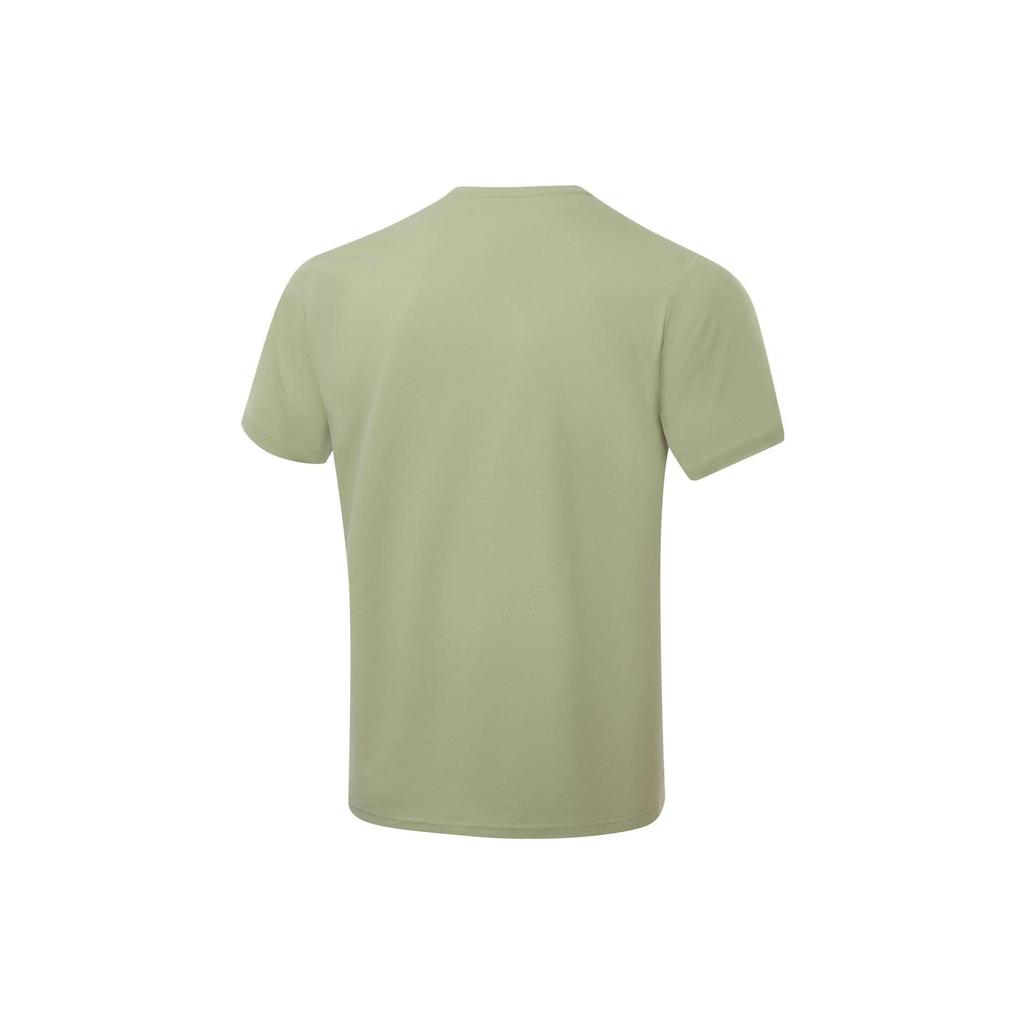 Li Ning Fitness Series T Shirts Men's Elm Branch Green Crew Neck Moderate Straight Fit ATST101-3