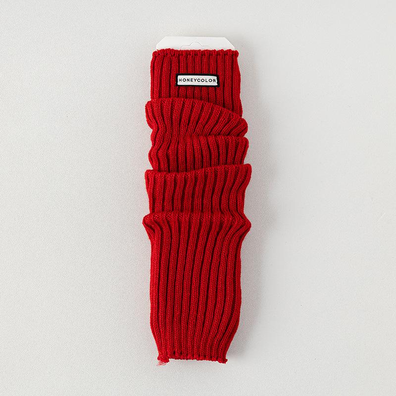 Women's Autumn and Winter Spring Red Warm Knit Flanging Leg Warmers Leg Jackets Pile Socks