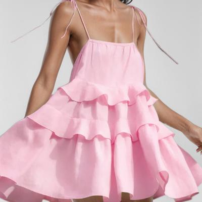 Vestido Elegante de Tirantes para Mujer, Primavera Nuevo, Color Sólido