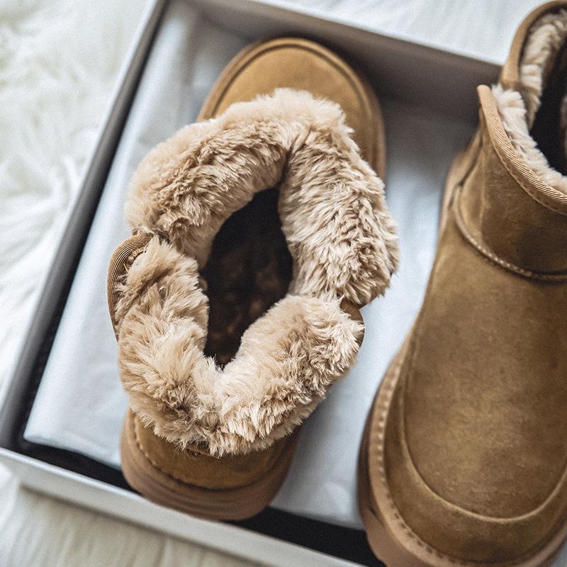 3273 Khaki Snow Boots Thick Sole Heightening Plush Cotton Outdoor Martin Boots Men's Cotton Shoes