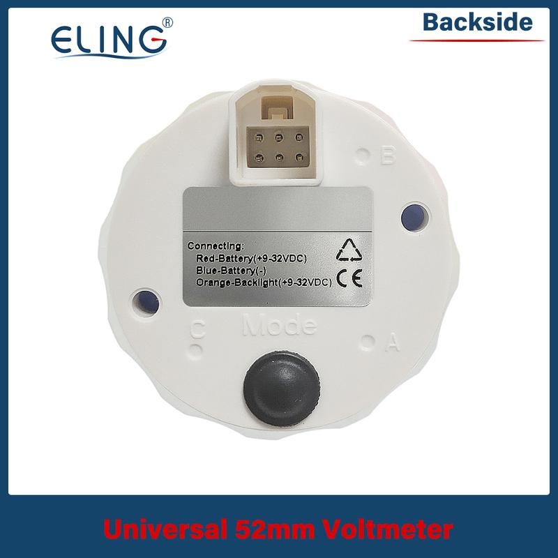 ELING Voltmeter 52mm Volt Gauge Universal Waterproof Meter 12V 24V with 8 Colors Backlights for Boat Automobile Motor Yacht