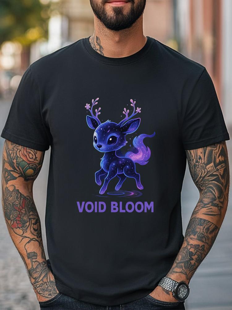 Void Bloom Galaxy Deer Cosmic Fantasy Animal Graphic T-Shirt Unisex Casual Tee Unisex T-Shirt S