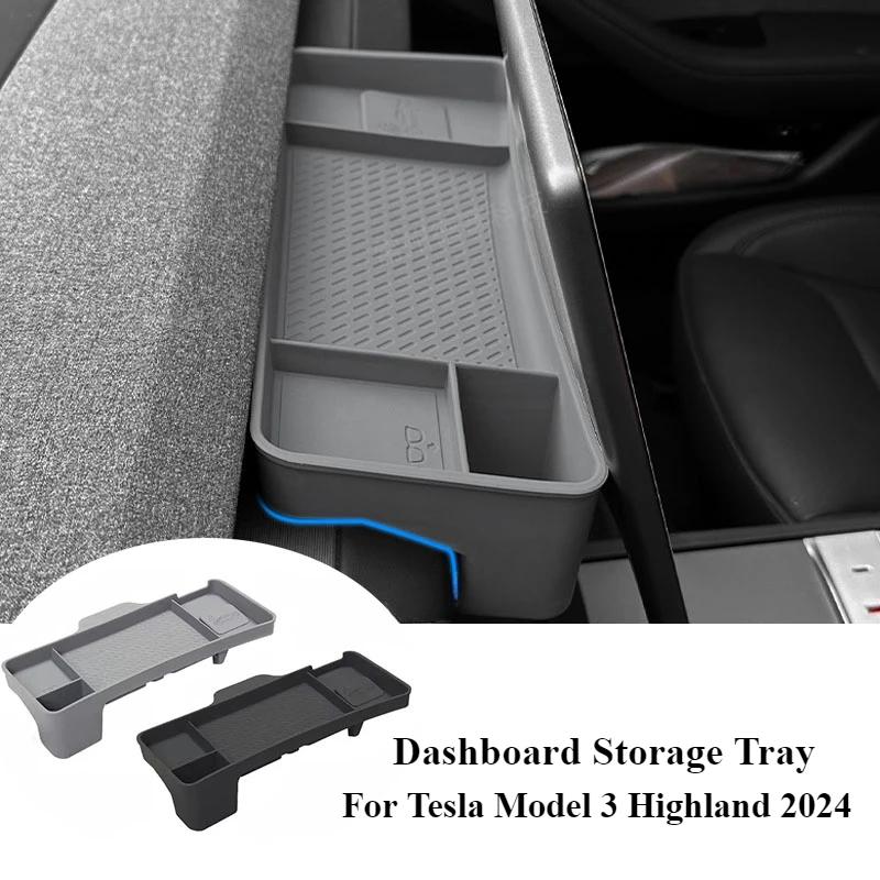 

Instrument Panel Tissue Box For Tesla Model 3 Highland 2024 Silicone Dashboard Storage Tray Organizer Center Console Screen Rear
