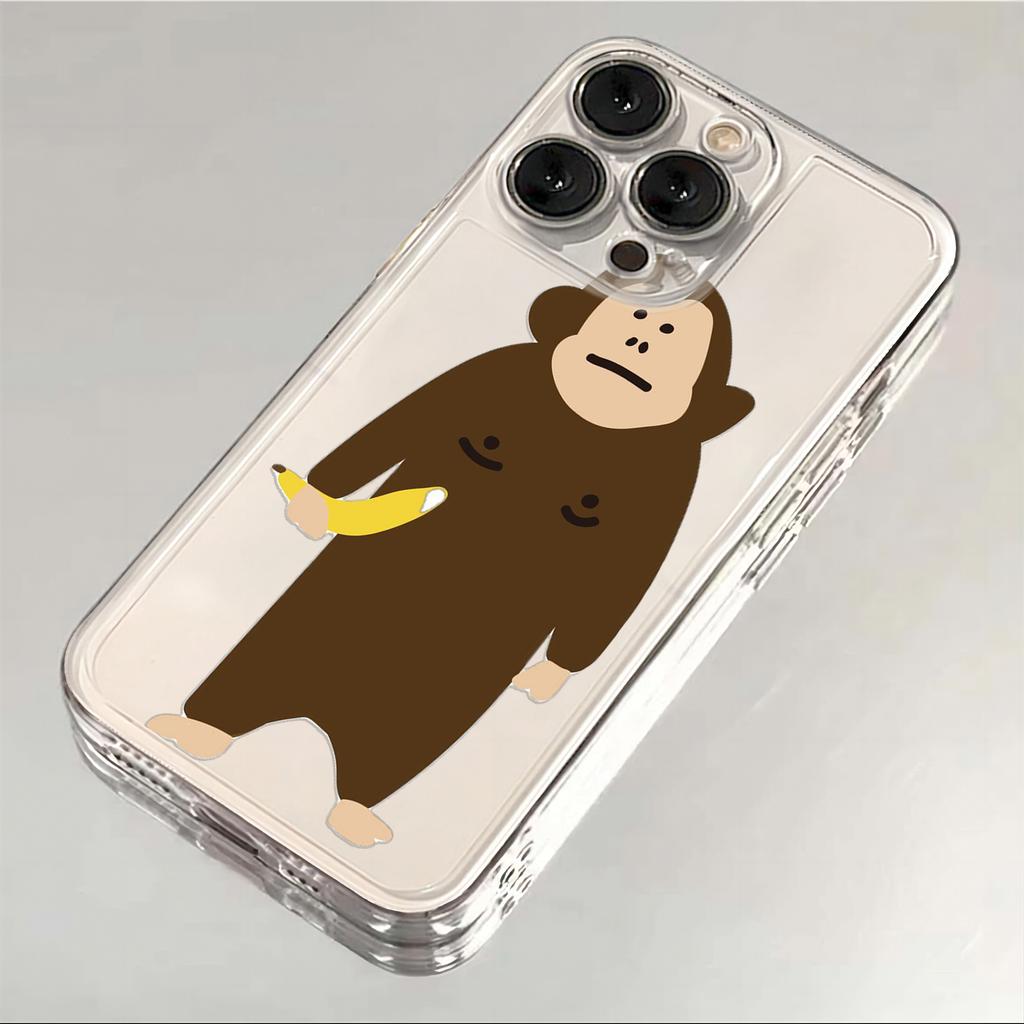 Luxury Funny Cartoon Monkey Pattern Phone Case For iPhone 17 Pro Max 16 15 Pro 14 13 Mini 12 11 17Air 16 Plus Clear Bumper Cover