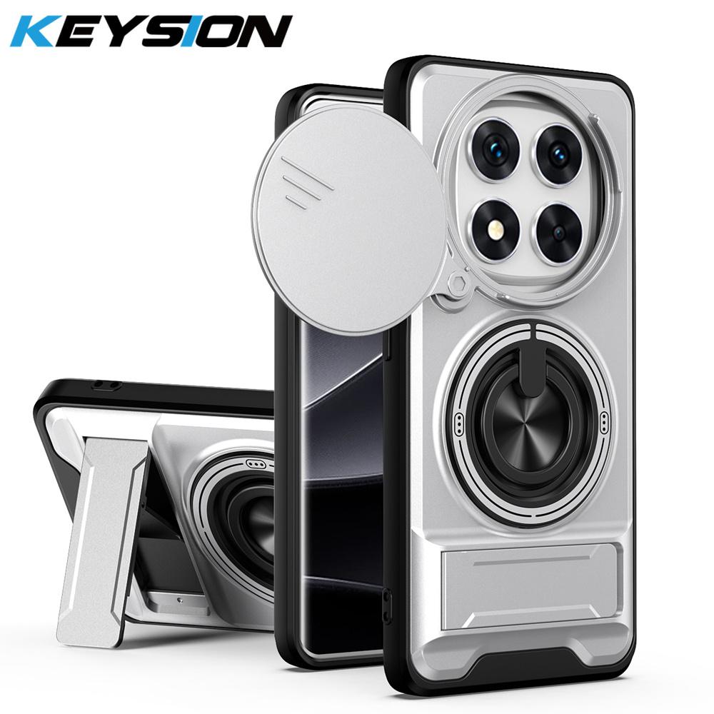 KEYSION Magnetic Phone Case for Redmi Note 14 Pro 4G 5G 14 Pro+5G Slide Camera Protection Upright Kickstand Ring Shockproof Cover for POCO X7