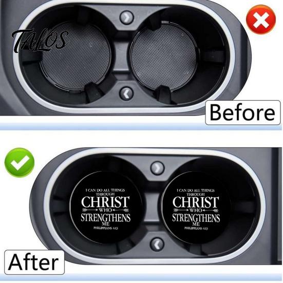 Talos 2PCS Car Coasters, Decorative Silicone Non-Slip Auto Accessories, Reusable Stain-Resistant Thermal Pads, for Home Bar Kitchen