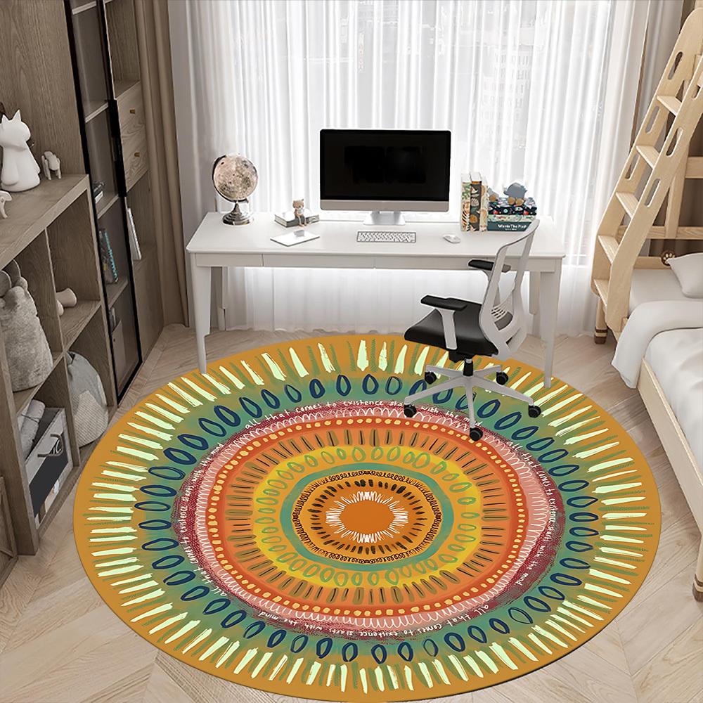 1pc Mandala Artwork Carpet, Round Non Slip Durable Large Size Office Carpet, Suitable for Office