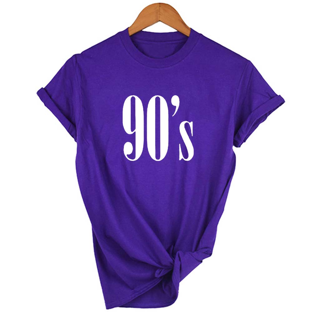 90 S Letter Printed Women Tshirt Casual T Shirt Short Print Regular O Neck Tops Shirts