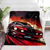 Red Sports Car & City Print Flannel Blanket – Cartoon Theme, All-Season Cozy Throw – Perfect Gift for Home & Office
