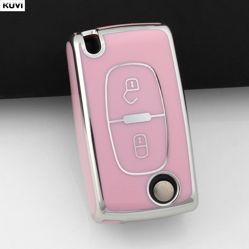 Fashion TPU Car Key Case Cover Keychain Fob Shell For Citroen C2 C3 C4 C5 C6 Xsara Berlingo For Peugeot 207 307 308 407 607 807