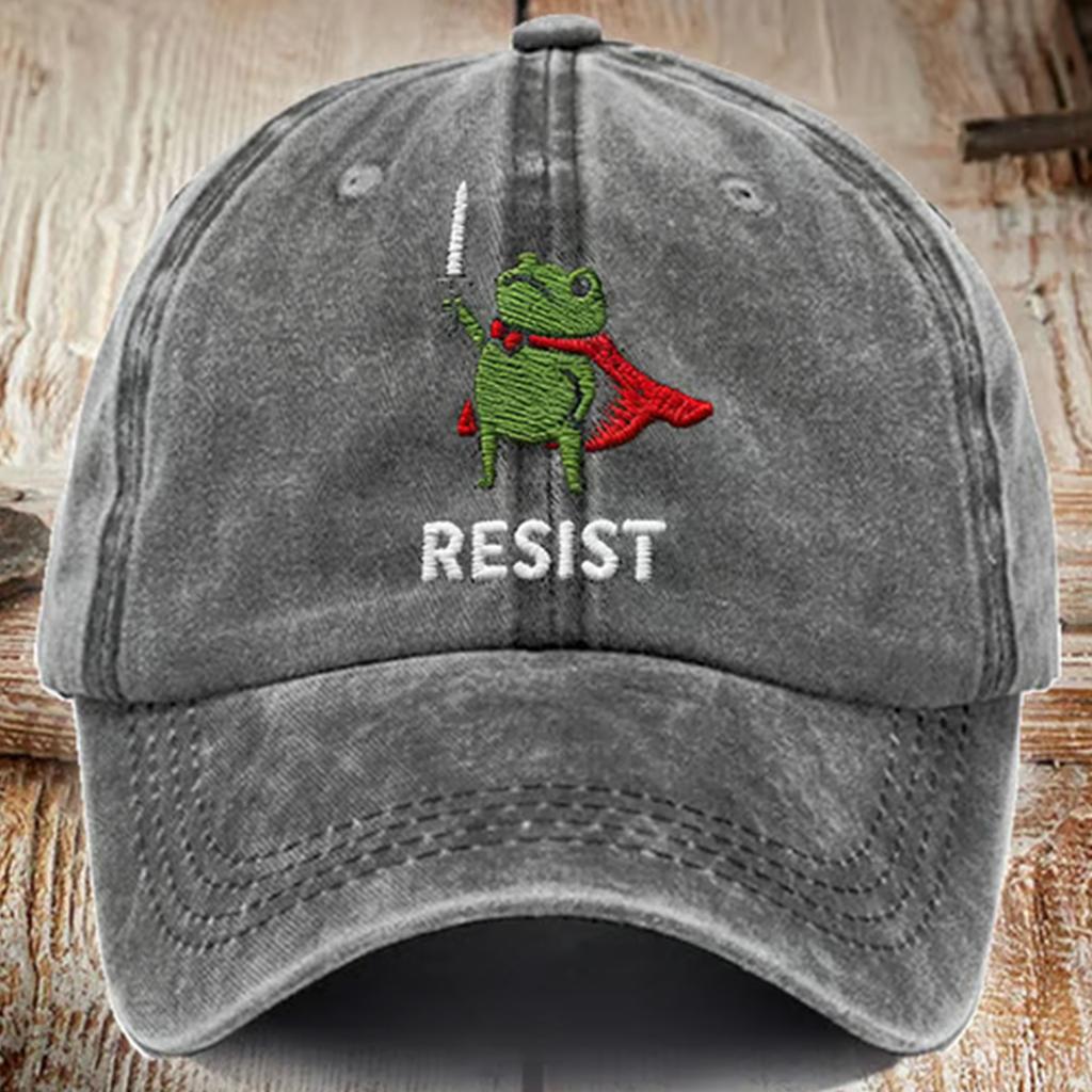 Washed Cotton Baseball Cap With Printed Distressed Soft Top Denim Hat For Men, European And American Retro Hat