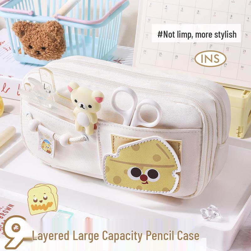 Milk-Huhu High-End Large Capacity Velcro Pencil Case for Middle School Students