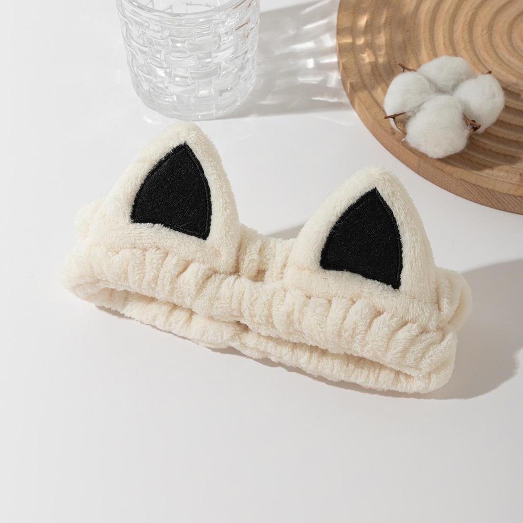 Korean Style Cartoon Cat Ears Coral Fleece Non-Slip Hair Tie Headband for Women
