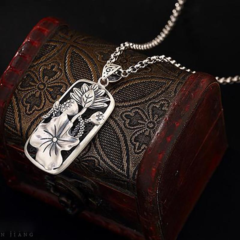 Личность И Креативность, Новый Стиль, Пустой Лотос, Лист Лотоса, Ожерелье, Кулон, Ретро, Модный, Дикий, Мужские Украшения