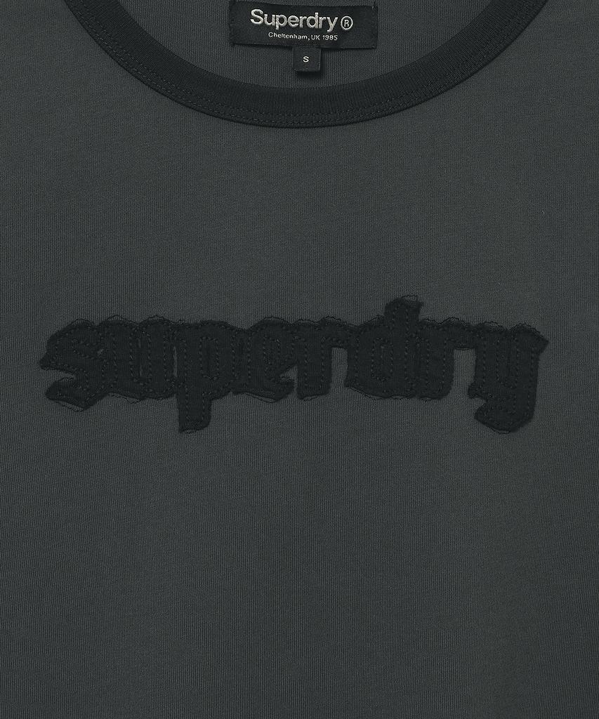 Syupeodeulai Women'S Vintage Logo Patch Ringer T-Shirt Charcoal Sdfiscq50Chl