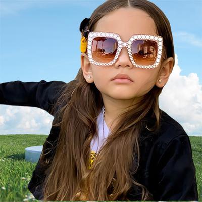 Mode Diamant Kristall Kinder Sonnenbrille Funkelnde Strasssteine Mädchen Sonnenbrille Kinder Quadratische Sonnenbrille Für Strand/Reisen/Party