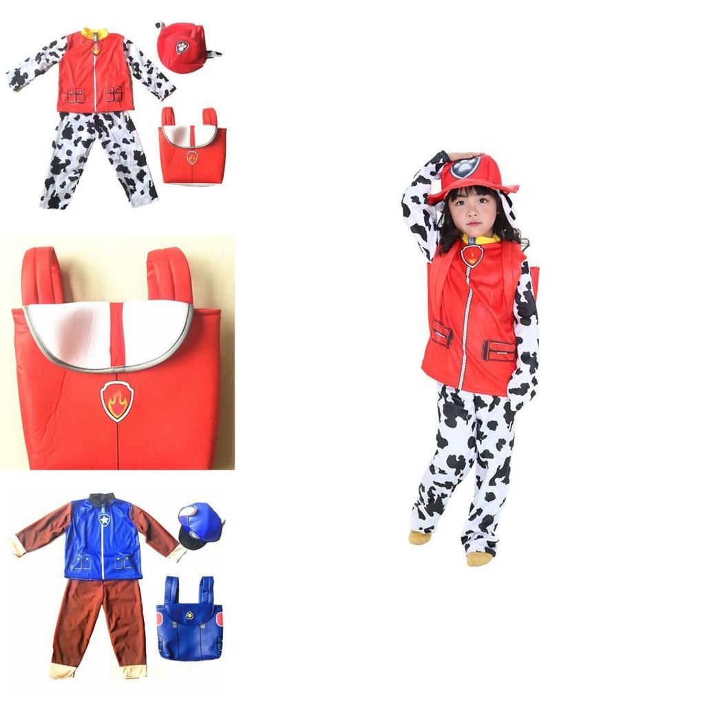 High-quality Material Paw Patrol Kids Cosplay Costume With Matching Hat And Bag