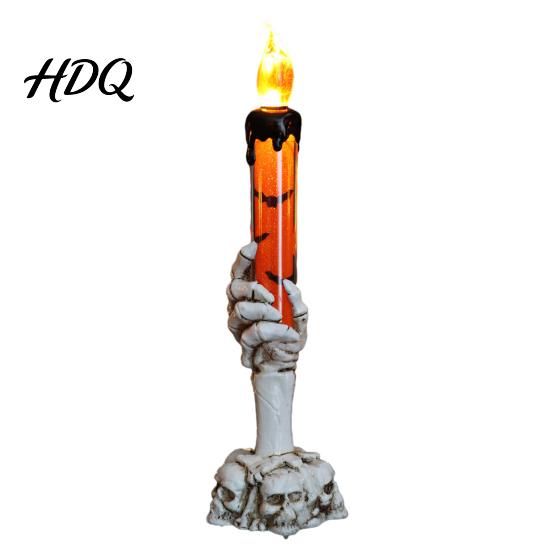 Dynamic Visual Halloween Props LED Ghost Candle Light, Spooky Hand Lamp Skull Ornaments Tabletop Decor, Horror Light for Party Haunted House