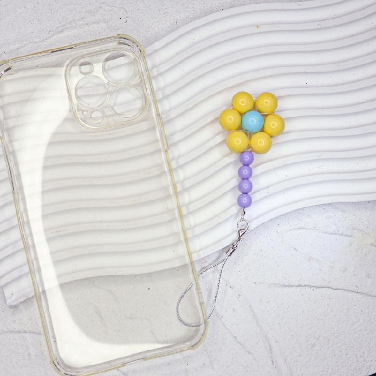 Colorful Bead Flower Pendant Phone Charm Hangings Rope Sweet Phone Chain Strap Bag Decoration Lanyard Keychain Accessory