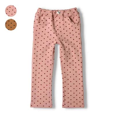 [Παιδικά ρούχα] moujonjon (Μουτζοντζόν) Ελαστικό φλις με μίνι βουρτσισμένη επιφάνεια παντελόνι με πουά 80cm-140cm M61002