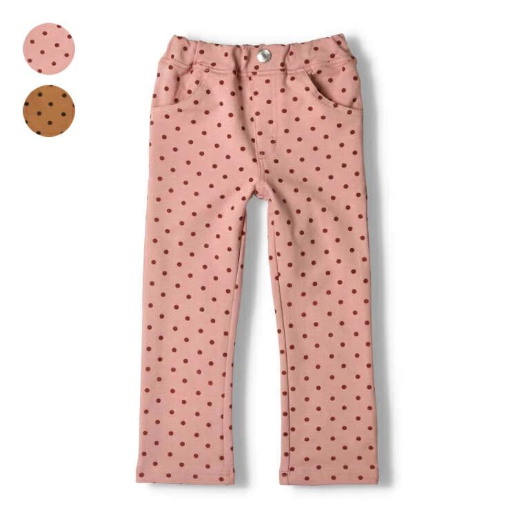 【子供服】 moujonjon (ムージョンジョン) ストレッチミニ裏毛水玉柄長パンツ 80cm-140cm M61002