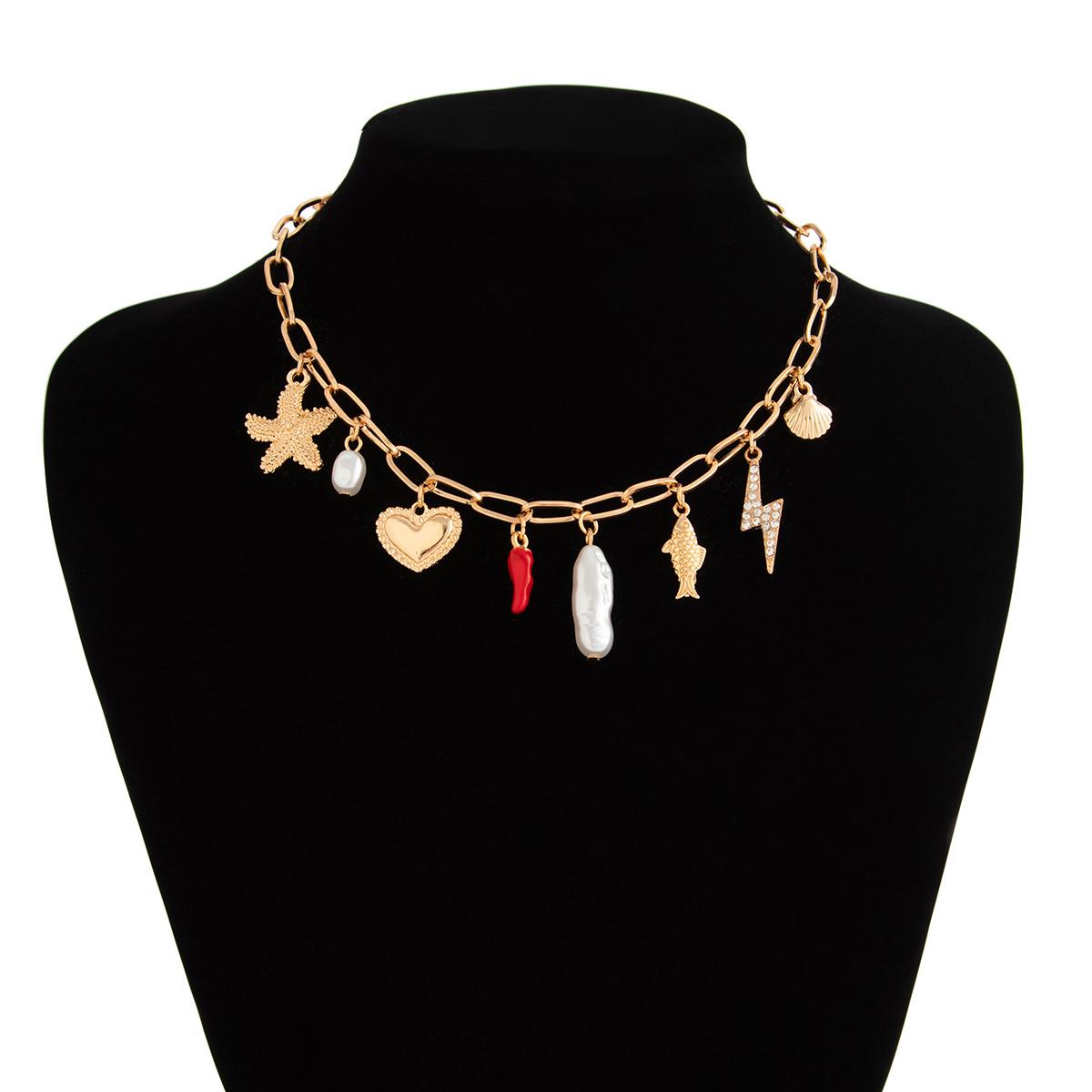 

Праздничное ожерелье-подвеска в виде капли масла чили с вишней, винтажный океанический стиль, сплав, цепочка для ключицы