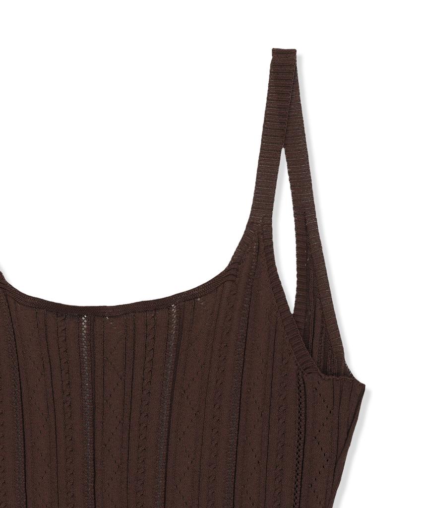 Mattengkim Open Back Ribbed Knit Dress In Brown