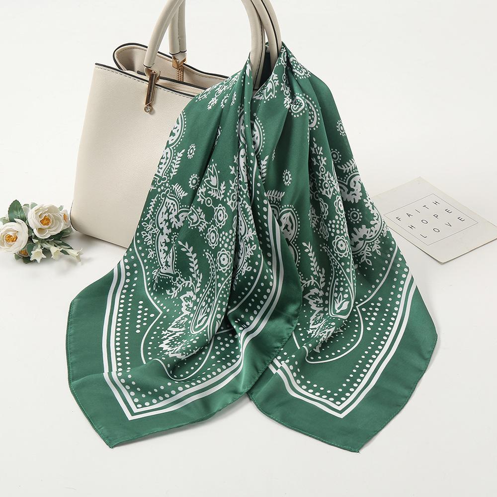 Summer new cashew flower versatile small square scarf simulation silk women's decorative scarf sunscreen multi-purpose silk scarf
