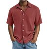 Men's Short Sleeve Shirt, Solid Color Moisture Wicking Button-Up Shirt, Regular Fit Collared Casual Summer Top