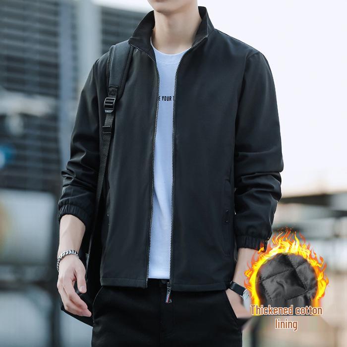 Men's 2025 Trendy Loose Fit Stand Collar Jacket - Simple Business Casual for Spring and Autumn