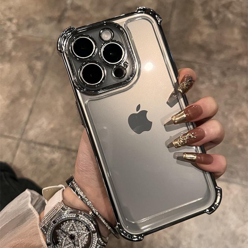 Luxury Electroplate Transparent Phone Case For iPhone 15 14 13 12 11 Pro Max Plus X Xs XR Max Bumper Shockproof Clear Cover