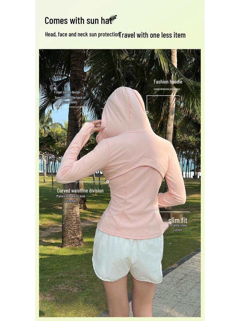 Jachetă Yoga Slim Fit pentru Femei cu Protecție UV - 2025 Vară Mătase de Gheață Protecție Solară