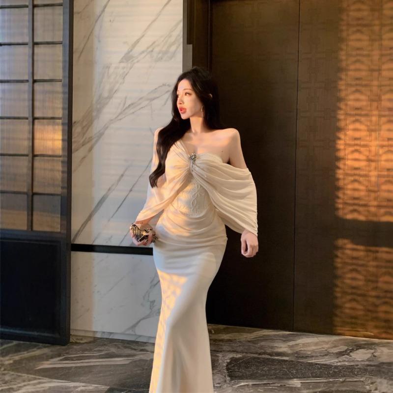 French Tube Top Dress Women's Spring Summer New Birthday Dress Dress Pure Desire Fishtail Long Dress Tight Hip Skirt